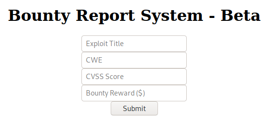 Bounty Report System beta submission form