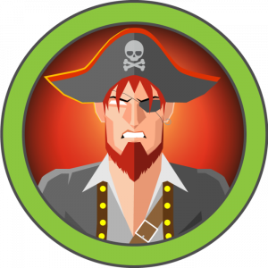 HTB Cap badge: a pirate captain illustration