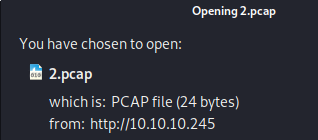 File dialog for downloading the 2.pcap capture file
