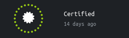 HTB Certified badge earned for Fortune