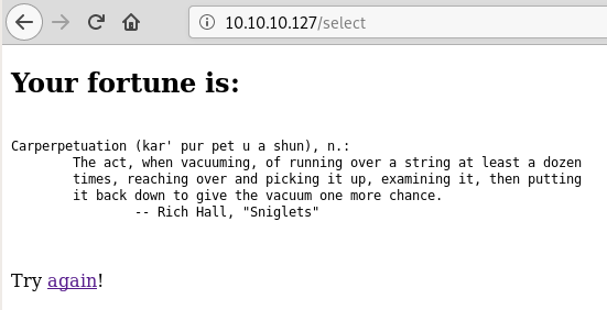 Fortune cookie result page with quote text