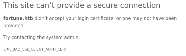 Chromium error for missing client certificate
