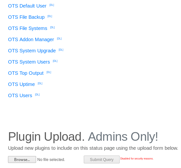 Admin panel plugin upload form disabled for security