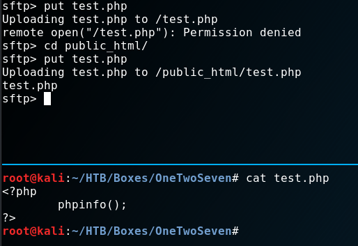 SFTP upload denied in root, succeeds in public_html