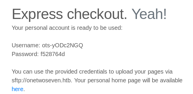 Express checkout page revealing second user’s credentials