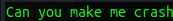 Program output asking ‘Can you make me crash’
