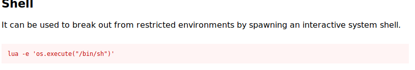 GTFOBins Lua shell command entry